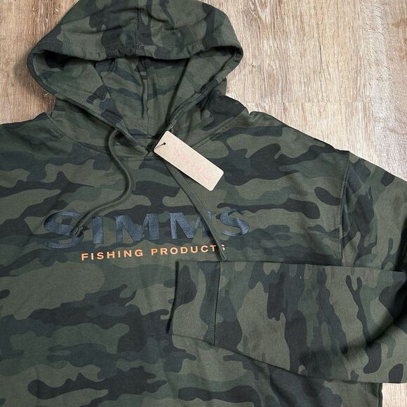 Simms Other - NEW Simms Men's XL Logo Hoodie Woodland Camo Graphic Pullover Fishing Relaxed